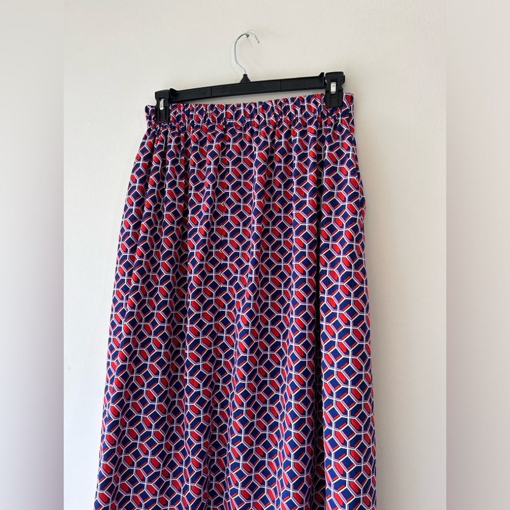 NWOT Kensie Geometric A-Line Midi Skirt in Pink and Blue - Picture 5 of 12